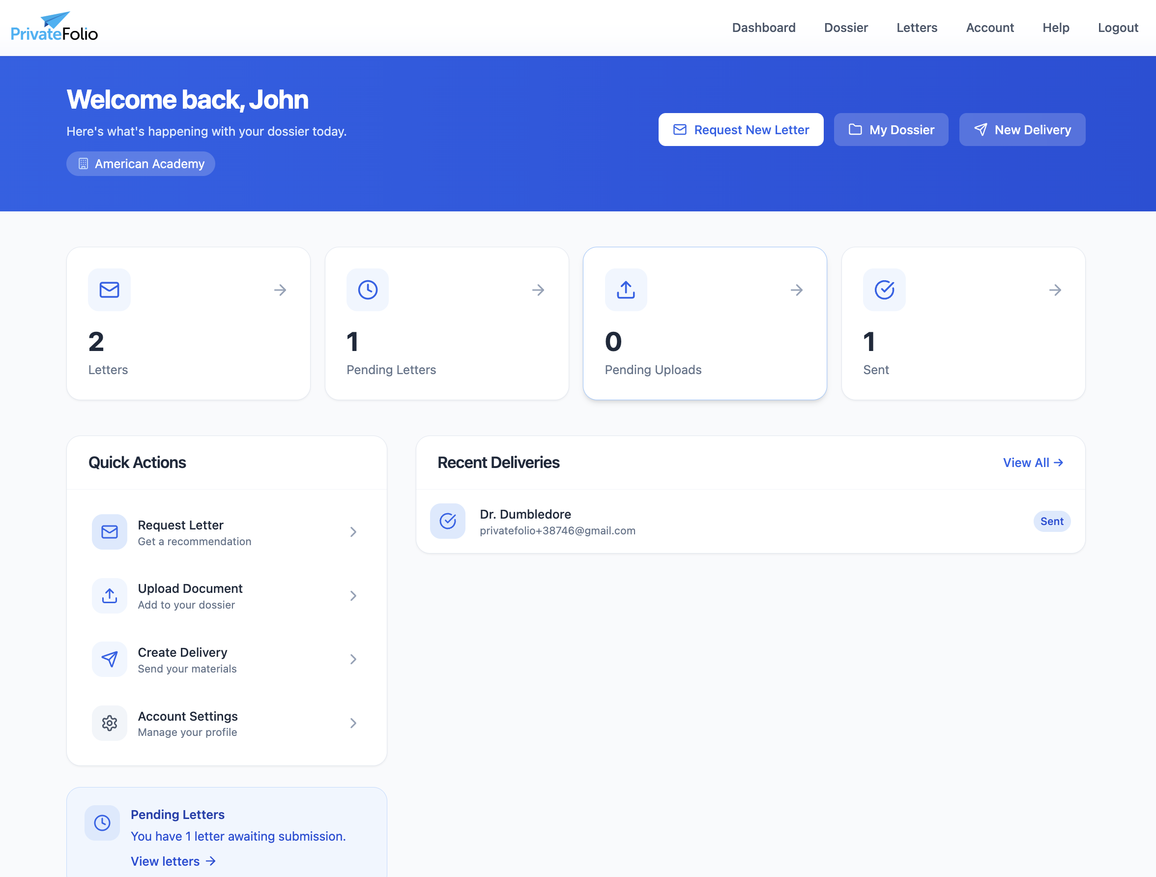 Your student dashboard